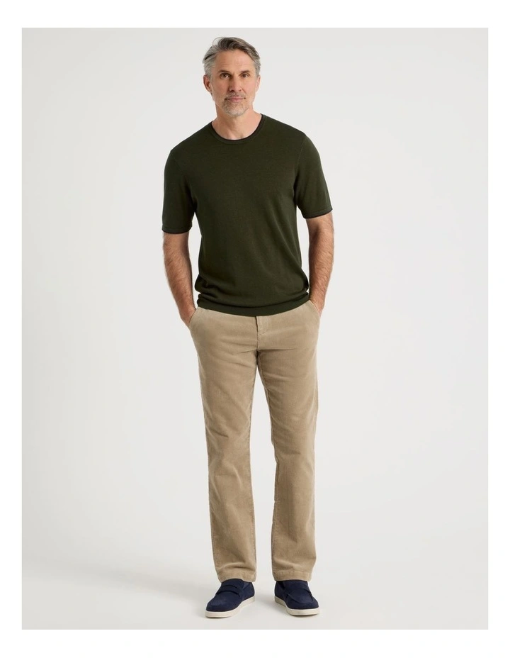 Short Sleeve Bamboo Cotton T-Shirt With Contrast Tipping in Khaki image 6