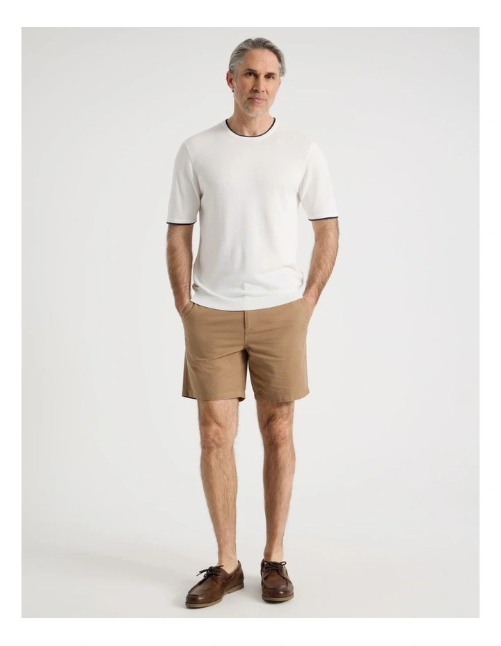 Short Sleeve Bamboo Cotton T-Shirt With Contrast Tipping in White image 3