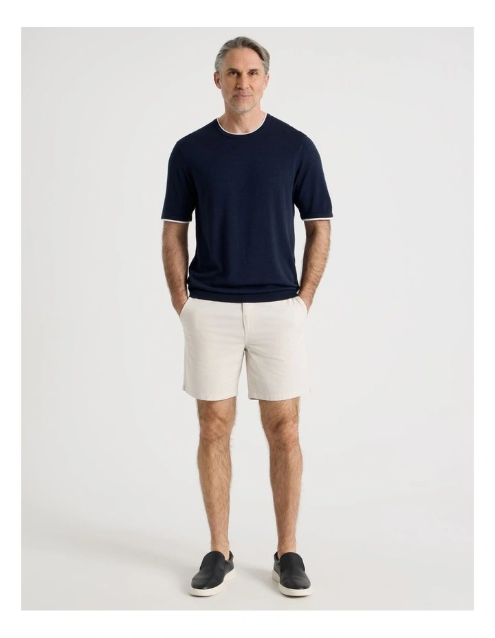 Short Sleeve Bamboo Cotton T-Shirt With Contrast Tipping in Navy image 2