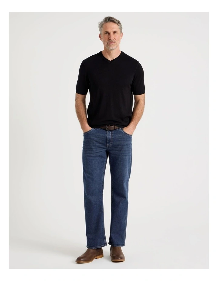 V-Neck Bamboo Cotton T-Shirt in Black image 3