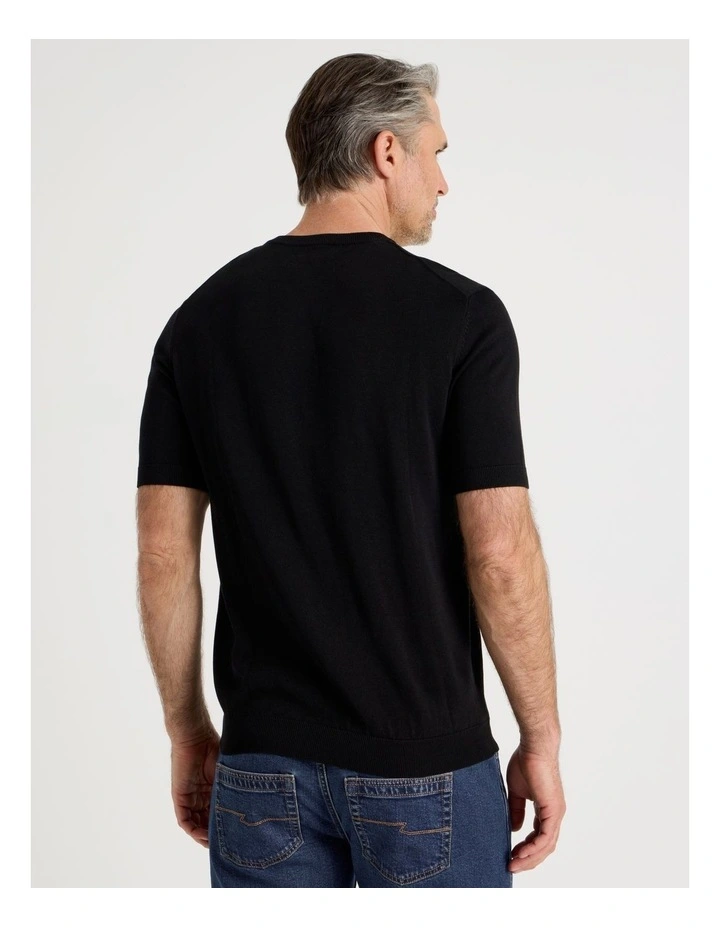 V-Neck Bamboo Cotton T-Shirt in Black image 6