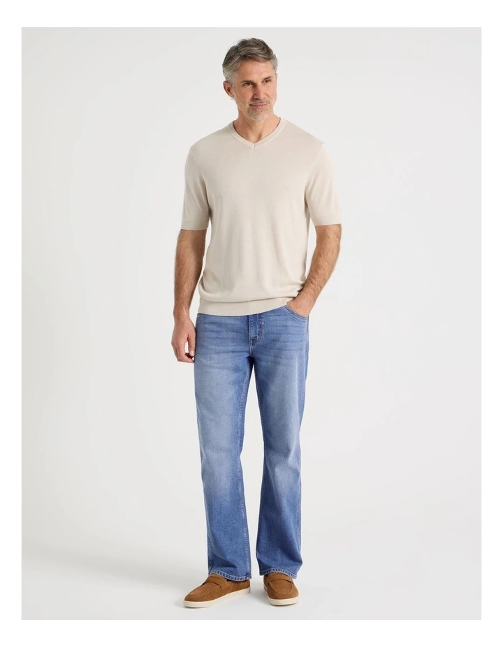 V-Neck Bamboo Cotton T-Shirt in Ecru image 4