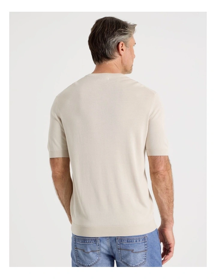 V-Neck Bamboo Cotton T-Shirt in Ecru image 5