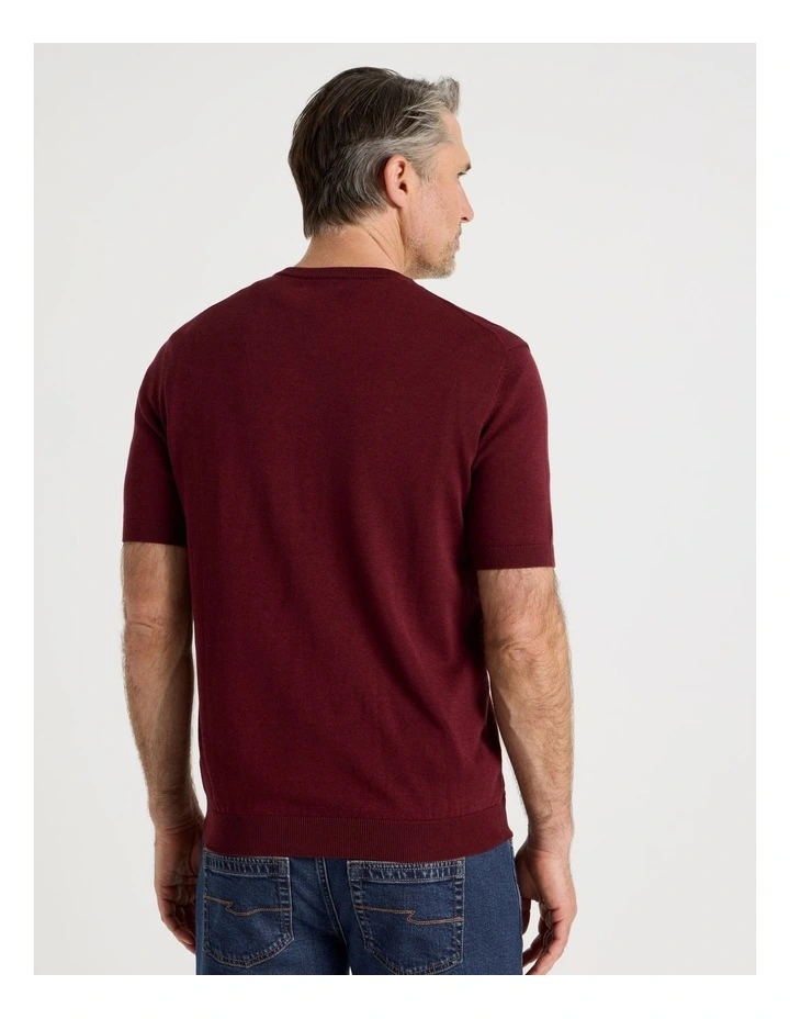 V-Neck Bamboo Cotton T-Shirt in Burgundy image 6