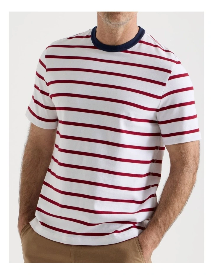 Nautical Stripe T-Shirt in Red image 7