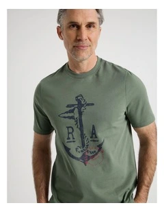 Placement Print T-Shirt in Sage