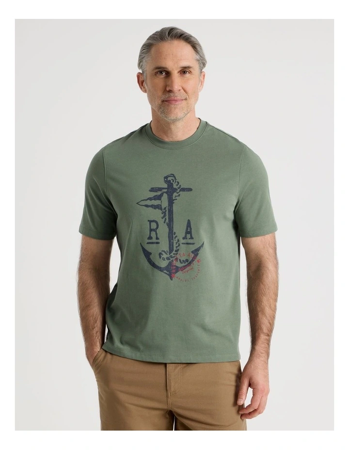 Placement Print T-Shirt in Sage image 2