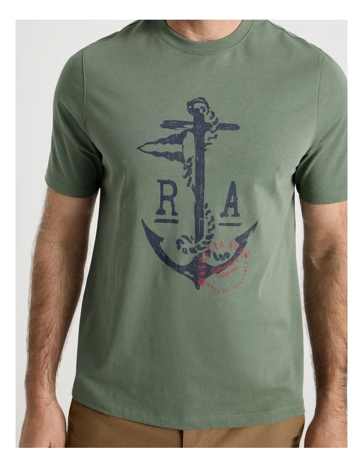 Placement Print T-Shirt in Sage image 4