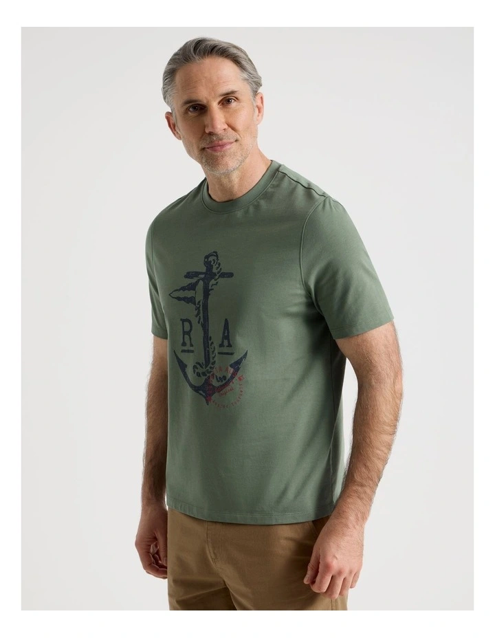 Placement Print T-Shirt in Sage image 5