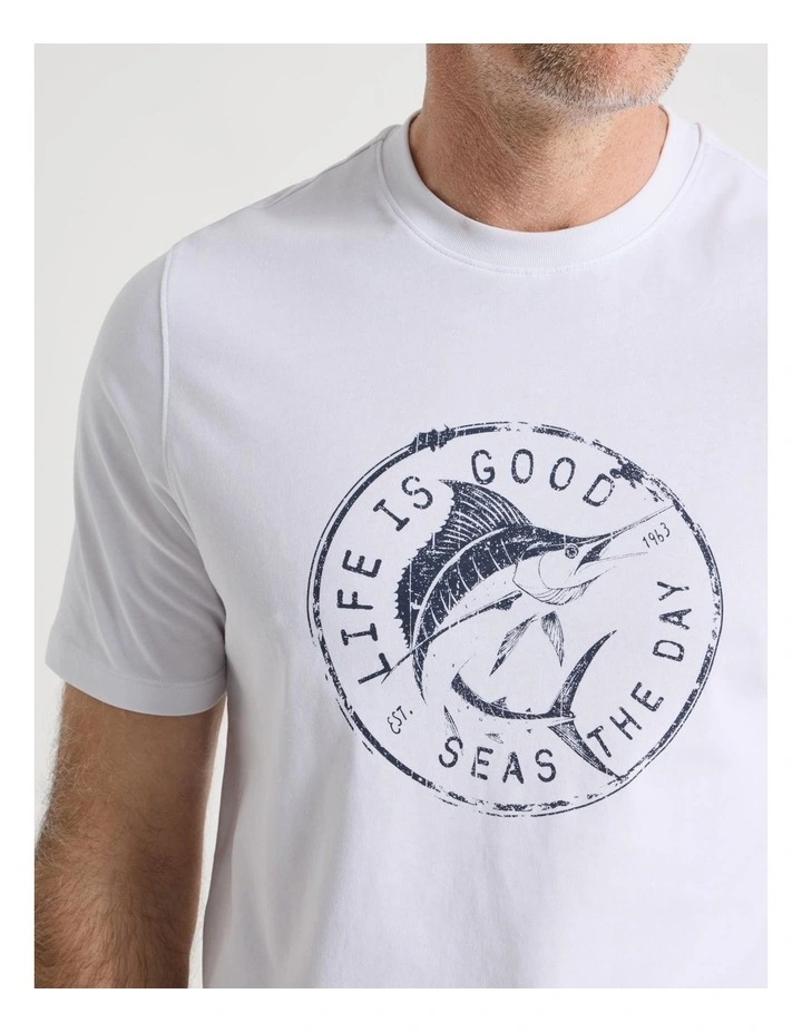 Placement Print T-Shirt in White image 2
