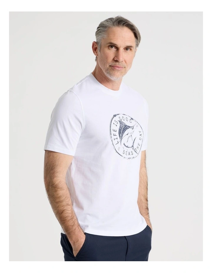 Placement Print T-Shirt in White image 3