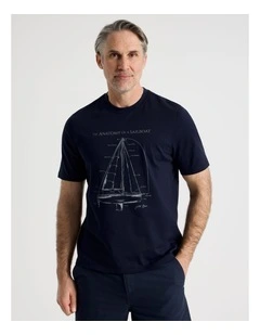 Placement Print T-Shirt in Navy