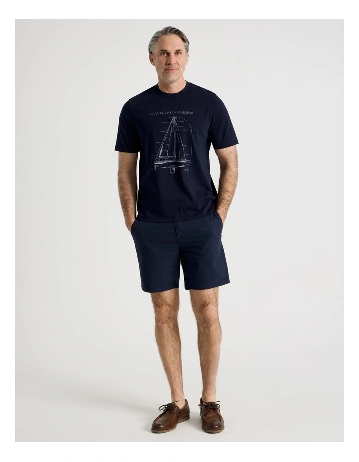 Placement Print T-Shirt in Navy image 2