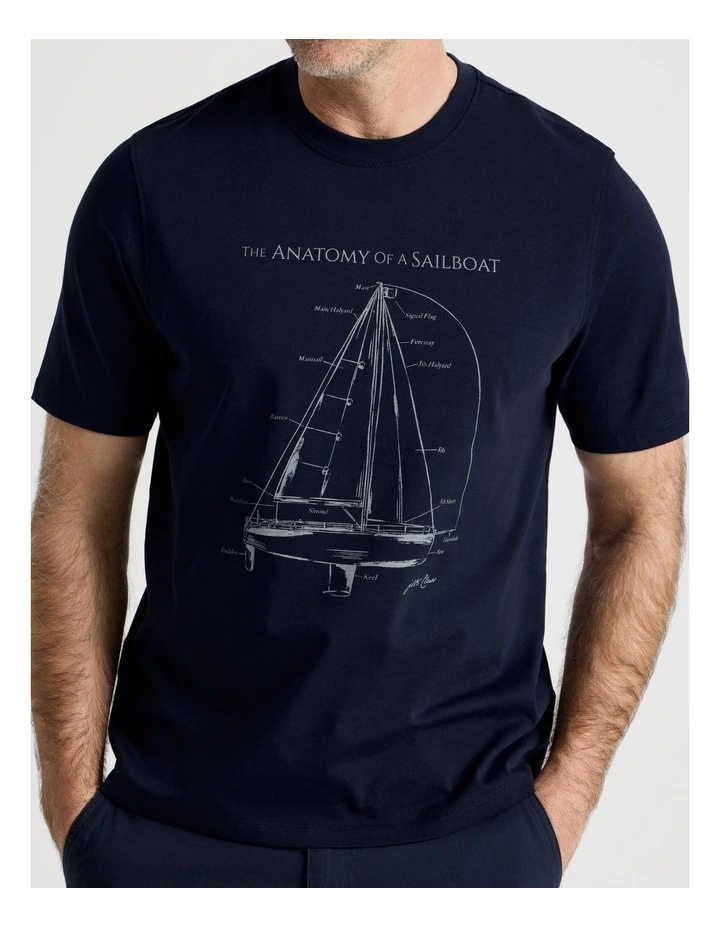 Placement Print T-Shirt in Navy image 3