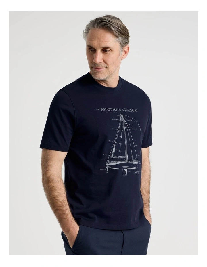 Placement Print T-Shirt in Navy image 4
