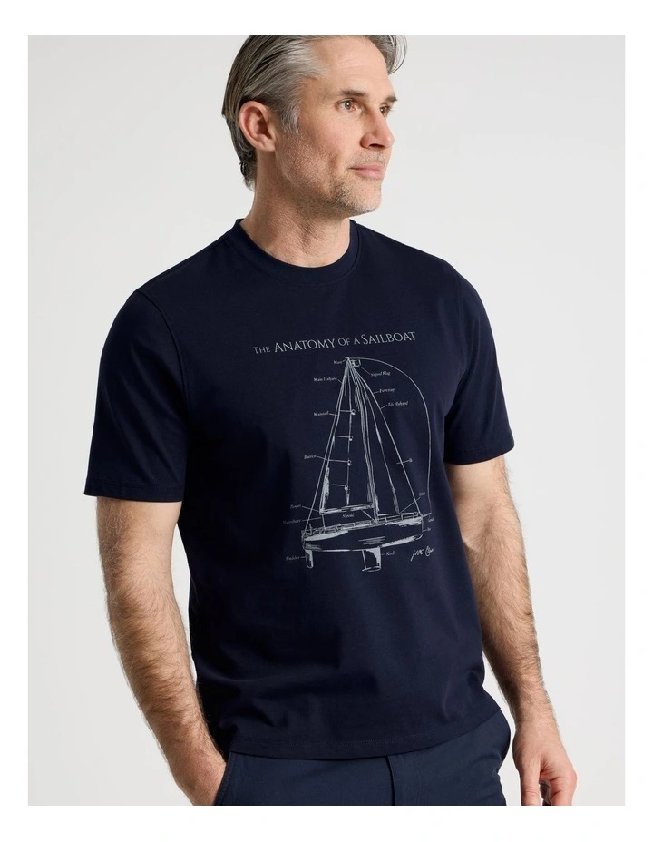 Placement Print T-Shirt in Navy image 5