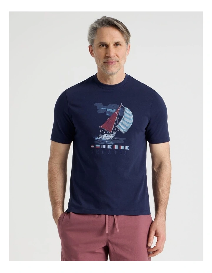 Boat Placement Print T-Shirt in Navy image 2