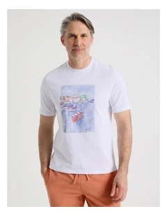 Island Placement Print T-Shirt in White