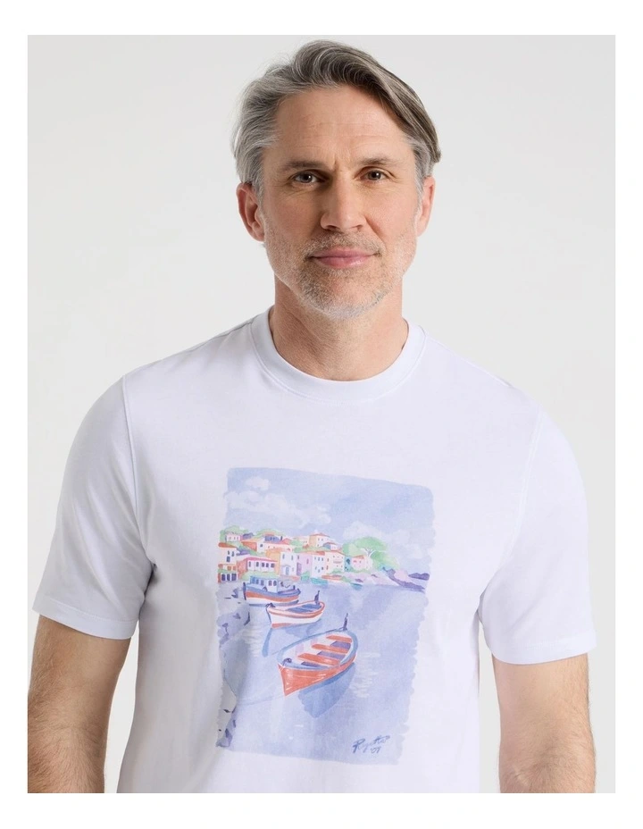 Island Placement Print T-Shirt in White image 2