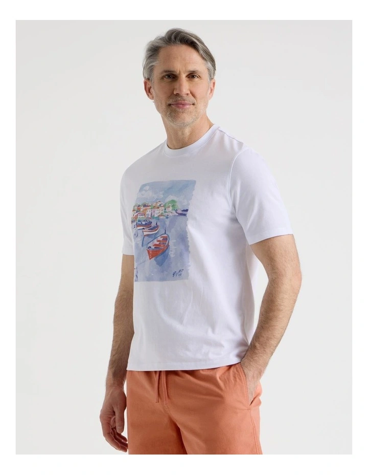 Island Placement Print T-Shirt in White image 4