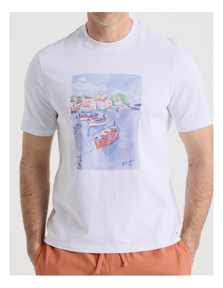 Island Placement Print T-Shirt in White image 6