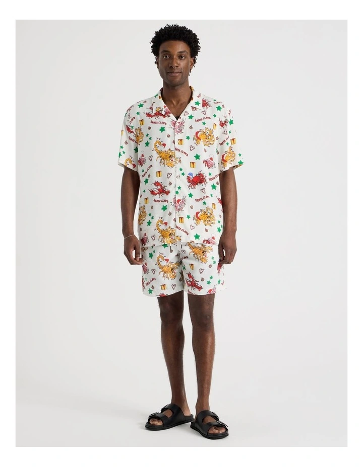 Santa's Seafood Print Short in Stone image 1