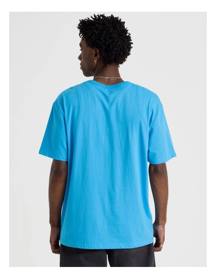 Meowy Xmas Placement Print Tee in Blue image 5