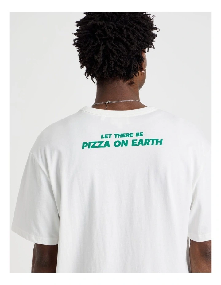 Pizza On Earth Placement Print Tee in White image 4