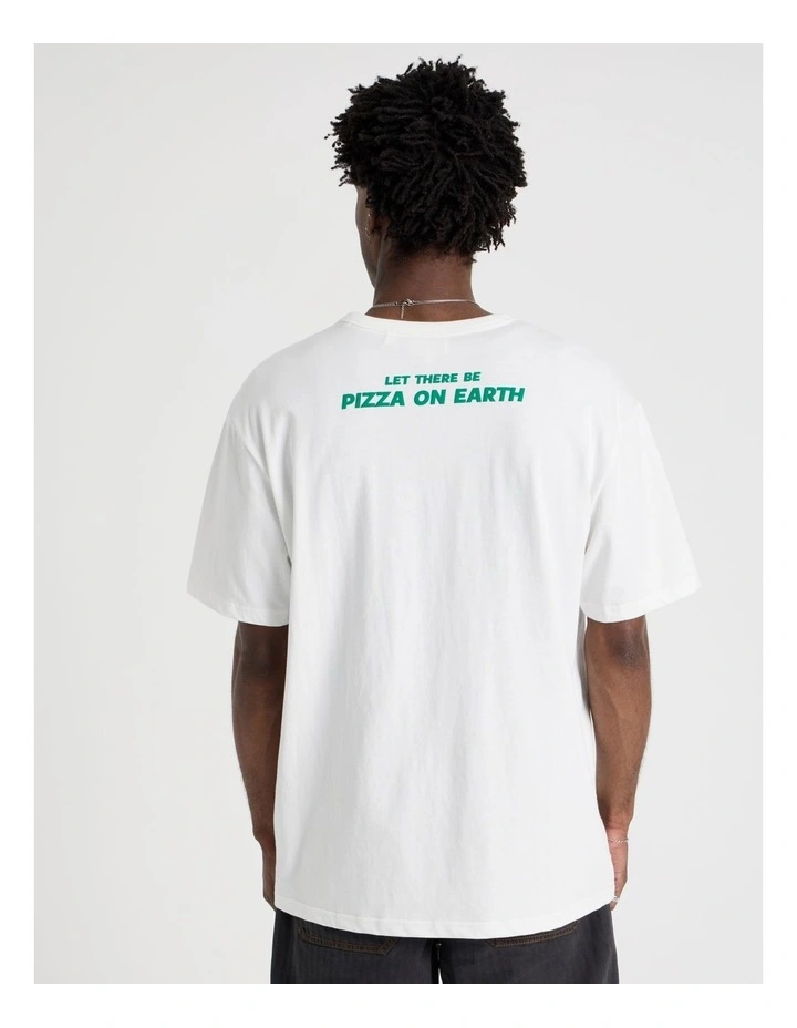 Pizza On Earth Placement Print Tee in White image 6