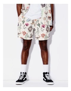 Wild West Print Shorts in Ecru