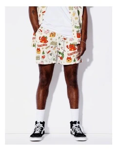 Silly Season Print Shorts in White