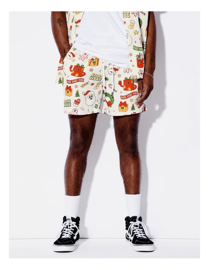 Silly Season Print Shorts in White image 1