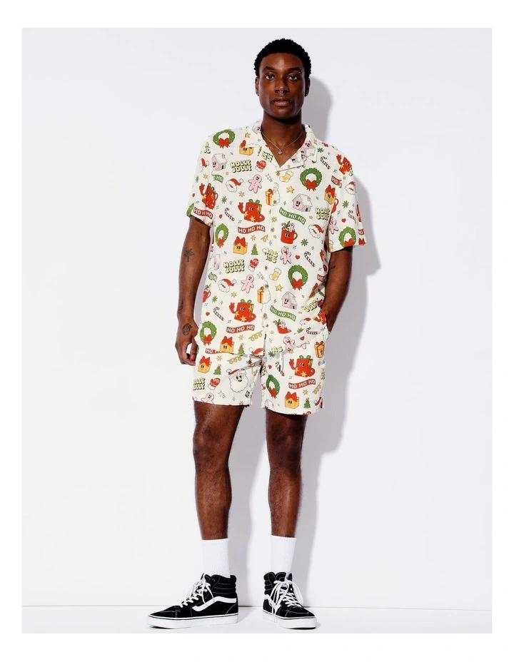 Silly Season Print Shorts in White image 2