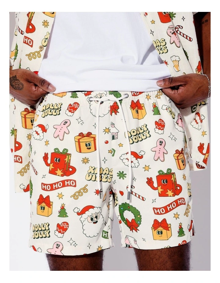 Silly Season Print Shorts in White image 3
