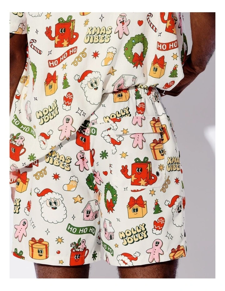 Silly Season Print Shorts in White image 5