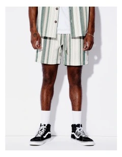 Waffle Stripe Shorts in Green
