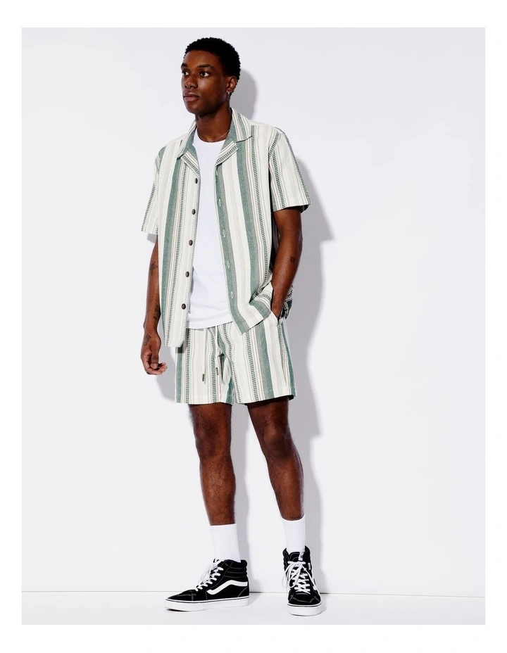 Waffle Stripe Shorts in Green image 2