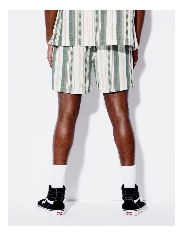 Waffle Stripe Shorts in Green image 4