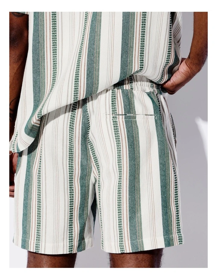 Waffle Stripe Shorts in Green image 5