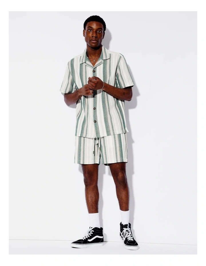 Waffle Stripe Shorts in Green image 6