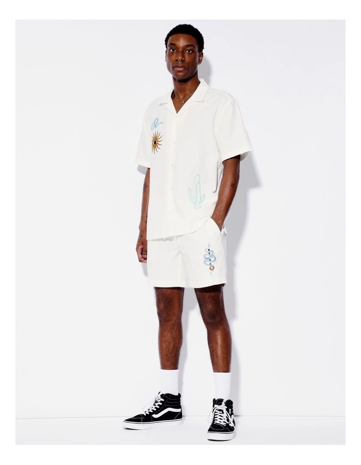 Giddy Up Embroidered Shorts in Ecru image 2