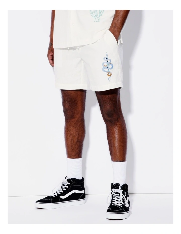 Giddy Up Embroidered Shorts in Ecru image 3
