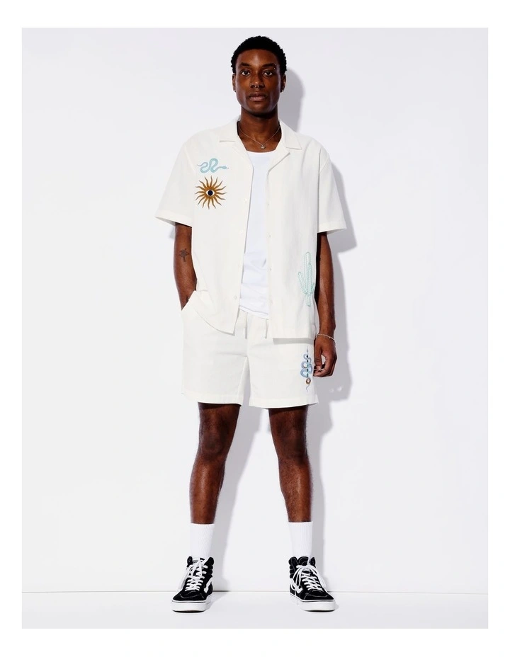 Giddy Up Embroidered Shorts in Ecru image 6