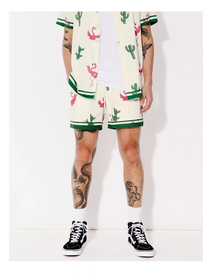 Drago Print Shorts in Green image 1