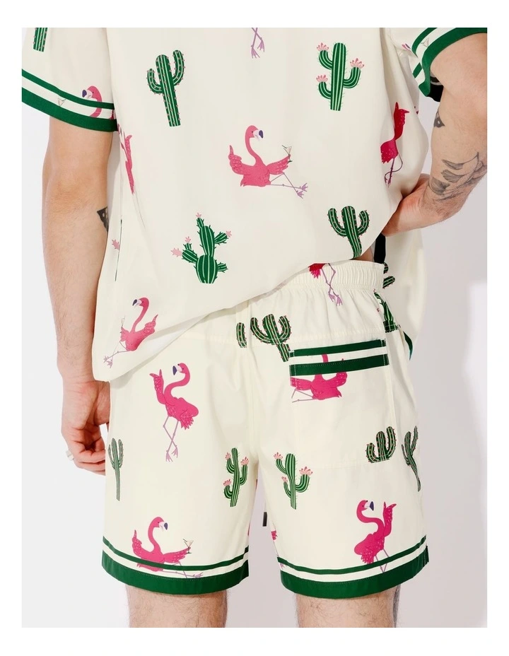 Drago Print Shorts in Green image 4