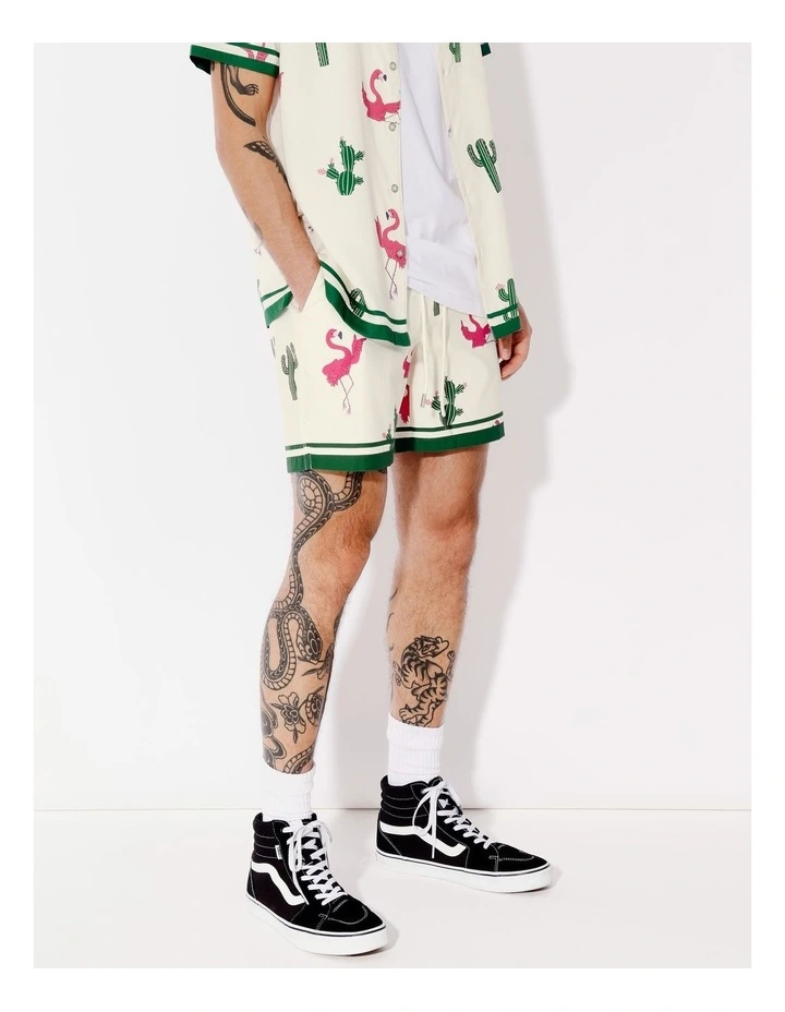 Drago Print Shorts in Green image 5