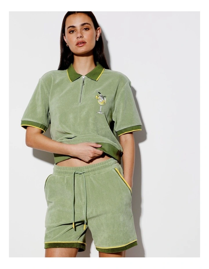 Terry Towelling All Gender Shorts in Green image 2
