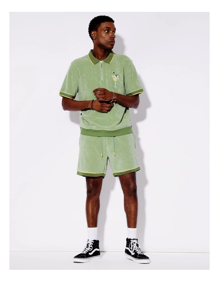 Terry Towelling All Gender Shorts in Green image 3