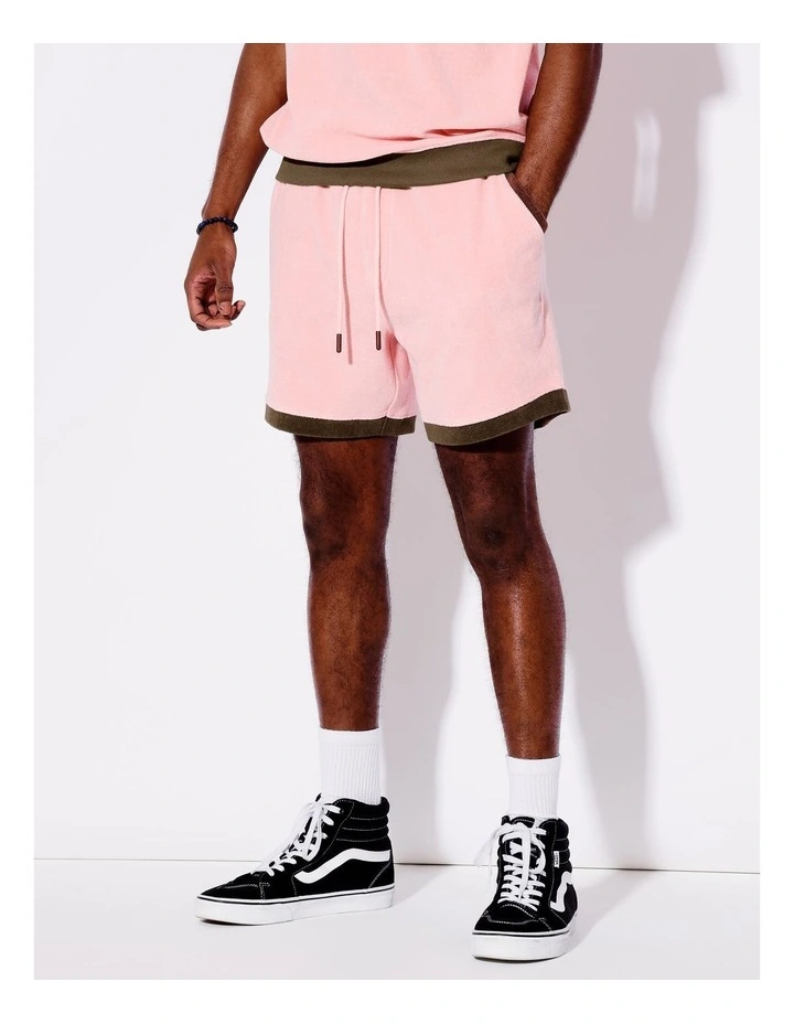 Terry Towelling All Gender Shorts in Pink image 1