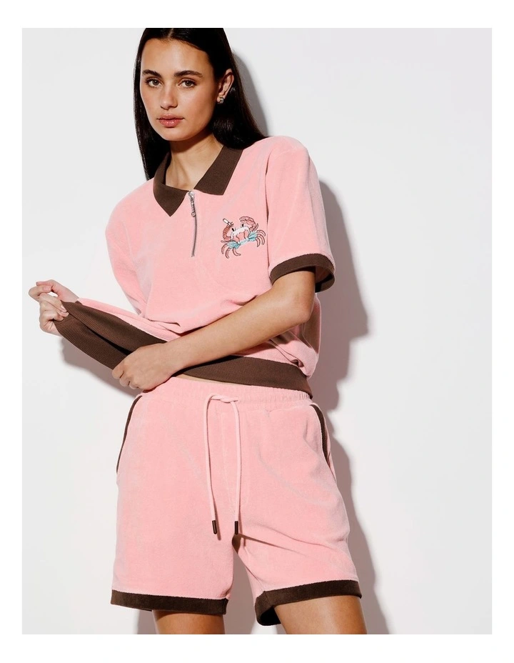 Terry Towelling All Gender Shorts in Pink image 2